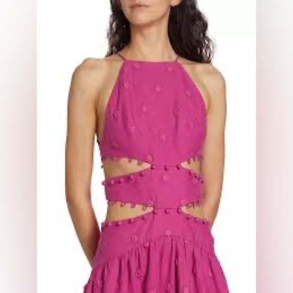 Farm Rio Pink 3d Flower Cut Out Midi Dress - Picture 8 of 12